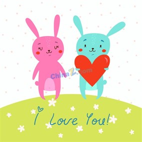 卡通兔子爱情矢量设计